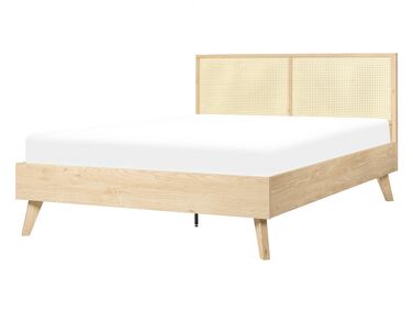Lit avec sommier Rotin MONPAZIER 140 x 200 cm Marron clair