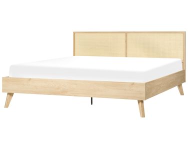 Lit avec sommier Rotin MONPAZIER 180 x 200 cm Marron clair