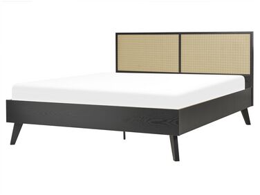Lit avec sommier Rotin MONPAZIER 160 x 200 cm Noir