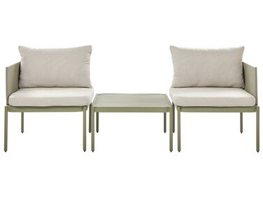 Ensemble de salon de jardin avec table 2 places TERRACINA Métal Vert olive