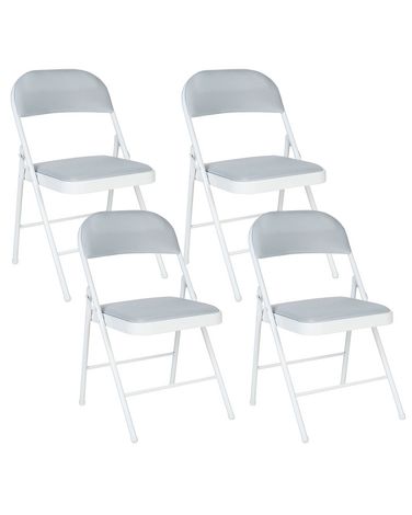 Lot de 4 chaises pliantes SPARKS Métal Gris clair/blanc