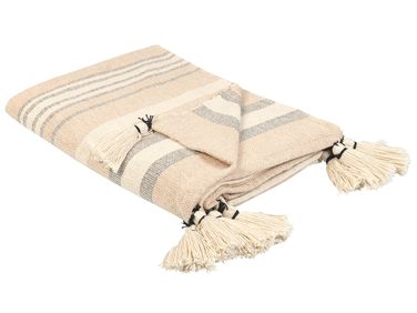 Plaid YARSELI Katoen 130 x 170 cm Beige