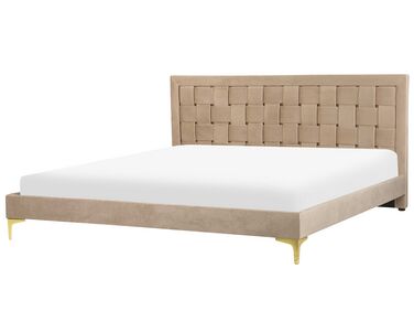Lit avec sommier Velours LIMOUX 180 x 200 cm Taupe