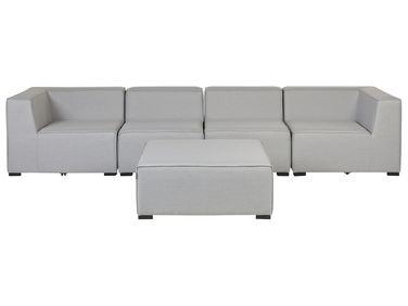 Tuin loungebank met ottomaan 4-zits AREZZO modulair Lichtgrijs