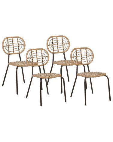 Lot de 4 chaises de jardin PRATELLO Polyrotin Naturel