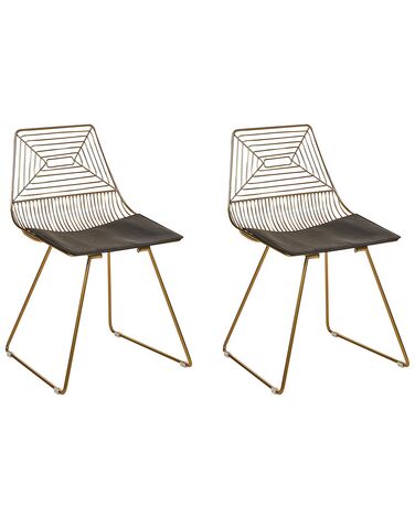 Lot de 2 chaises de salle à manger BEATTY Métal Doré