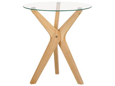 Side Table VALLEY Tempered Glass Light Brown