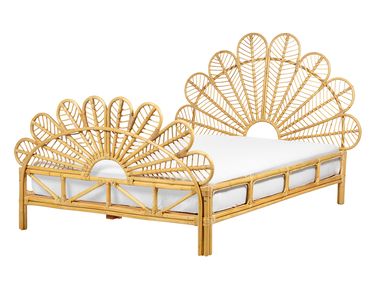 Lit avec sommier Rotin FLORENTINE 140 x 200 cm Marron clair