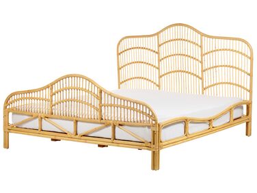 Lit avec sommier Rotin DOMEYROT 180 x 200 cm Marron clair