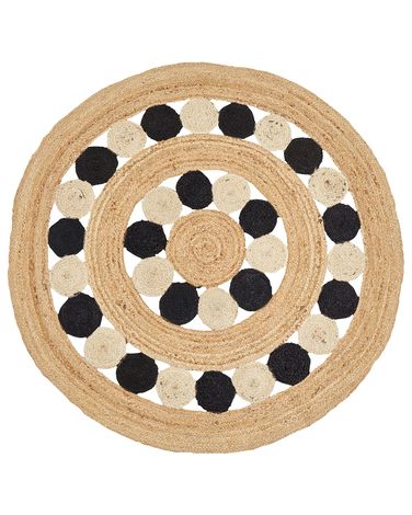 Rug HOVIT Black ø 140 cm Jute