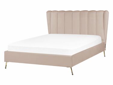 Lit avec sommier Velours MIRIBEL 140 x 200 cm Taupe