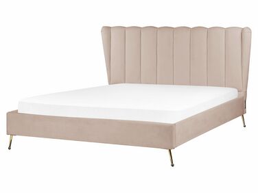 Lit avec sommier Velours MIRIBEL 160 x 200 cm Taupe