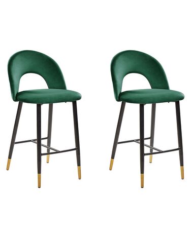 Lot de 2 chaises de bar FALTON Velours Vert émeraude