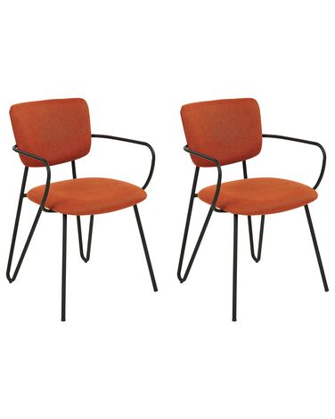 Lot de 2 chaises de salle à manger ELKO Tissu Orange