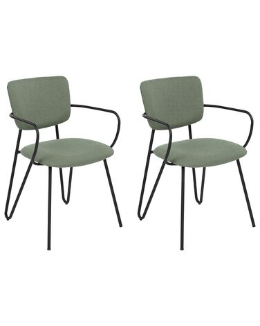 Lot de 2 chaises de salle à manger ELKO Tissu Vert foncé