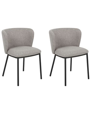 Lot de 2 chaises de salle à manger MINA Tissu Gris