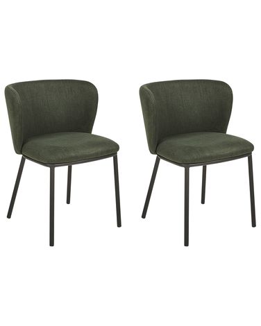 Lot de 2 chaises de salle à manger MINA Tissu Vert foncé