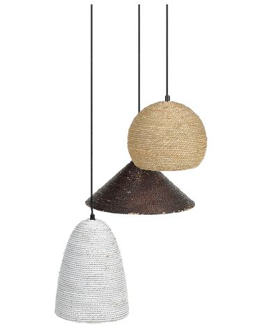 Lampe suspension ENDRICK Osier Naturel Blanc Marron