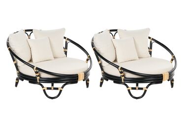 Lot de 2 lits de jardin ROSSANO Rotin Noir
