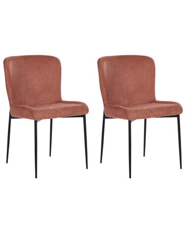 Lot de 2 chaises de salle à manger ADA Tissu Marron