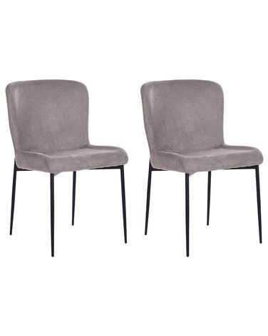 Lot de 2 chaises de salle à manger ADA Tissu Gris foncé