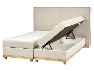 Lit boxspring avec rangement Tissu DYNASTY 160 x 200 cm Beige