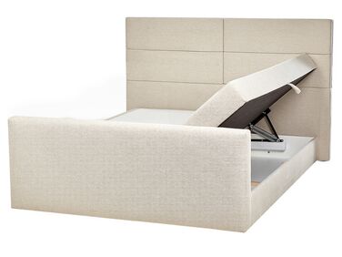Lit boxspring avec rangement Tissu ARISTOCRAT 160 x 200 cm Beige clair