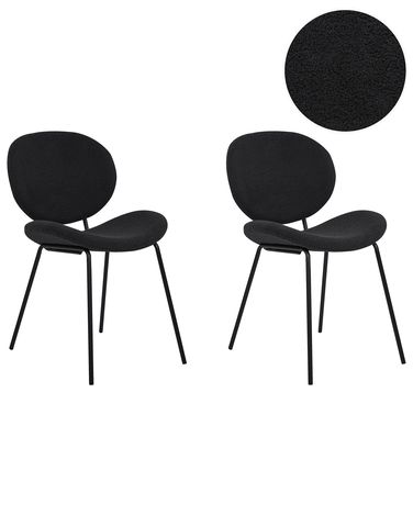 Lot de 2 chaises de salle à manger LUANA Bouclé Noir