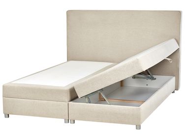 Lit boxspring avec rangement Tissu MINISTER 180 x 200 cm Beige clair