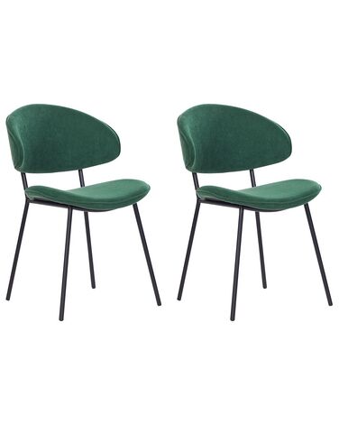 Lot de 2 chaises de salle à manger KIANA Tissu Vert foncé
