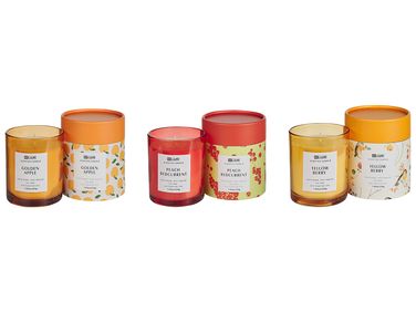 Set van 3 geurkaarsen COLORFUL BARREL Soja wax Fruitige geurnoten