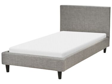 Lit avec sommier Tissu FITOU 90 x 200 cm Gris clair