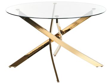 Dining Table MARAMO Gold 120 cm 120 cm Tempered Glass
