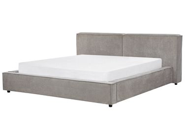 Lit avec sommier Tissu LINARDS 180 x 200 cm Gris