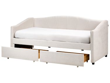 Lit de jour avec rangement Tissu VITTEL 90 x 200 cm Beige clair