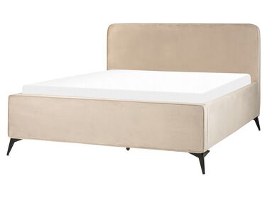 Lit avec sommier Velours VALOGNES 160 x 200 cm Taupe