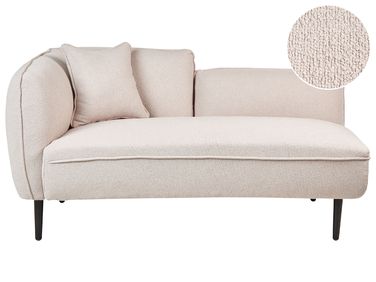 Left-Hand Chaise Longue CHEVANNES Boucle Light Beige