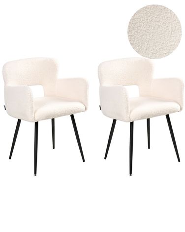Lot de 2 chaises de salle à manger SANILAC Bouclé Blanc