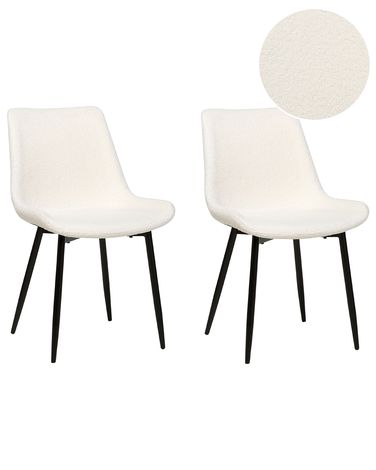 Lot de 2 chaises de salle à manger AVILLA Bouclé Blanc