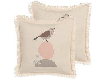 Lot de 2 coussins décoratifs WATTLE 60 x 60 cm Beige clair Motif animal