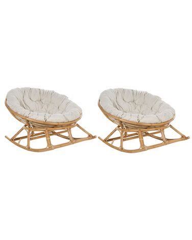 Lot de 2 fauteuils à bascule ORVIETO Rotin Naturel