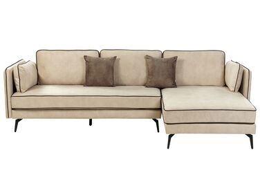 Corner Sofa 3 Seater ALTAN Velvet Beige Left Hand