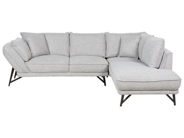 Corner Sofa 3 Seater ELGA Linen Light Grey Left Hand