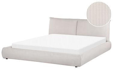 Lit avec sommier Velours côtelé VINAY 180 x 200 cm Beige clair