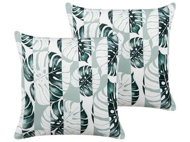 Lot de 2 coussins d'extérieur TERMINI Motif de plante 45 x 45 cm Vert