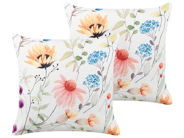 Lot de 2 coussins d'extérieur MONESI Motif floral 45 x 45 cm Multicolore
