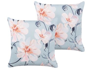 Lot de 2 coussins d'extérieur APRICALE Motif floral 45 x 45 cm Bleu