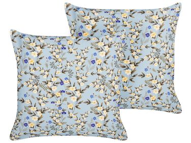 Lot de 2 coussins d'extérieur VALLORIA Motif floral 45 x 45 cm Bleu