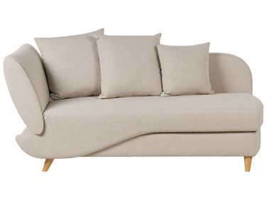 Left-Hand Chaise Longue MERI Faux Linen Beige with Storage
