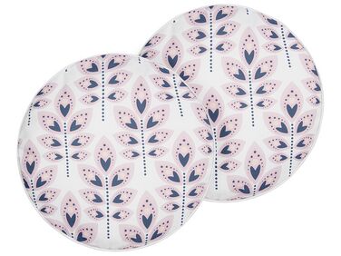 Lot de 2 coussins d'extérieur TORRETTA Motif de plante 40 x 40 cm Blanc cassé
